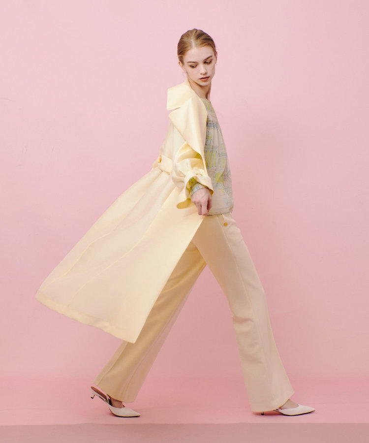 LOULOU WILLOUGHBY 【LOULOU WILLOUGHBY】シルキーダブルクロスドレスコート イエロー (21)