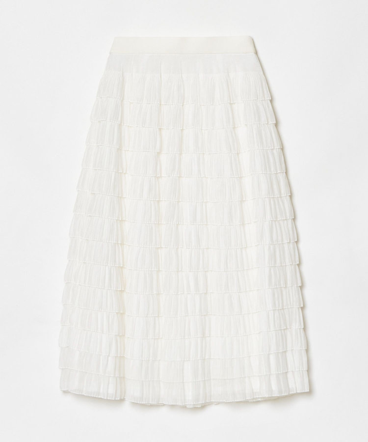 LOULOU WILLOUGHBY 【LOULOU WILLOUGHBY】プリーツティアードスカート ホワイト (01)