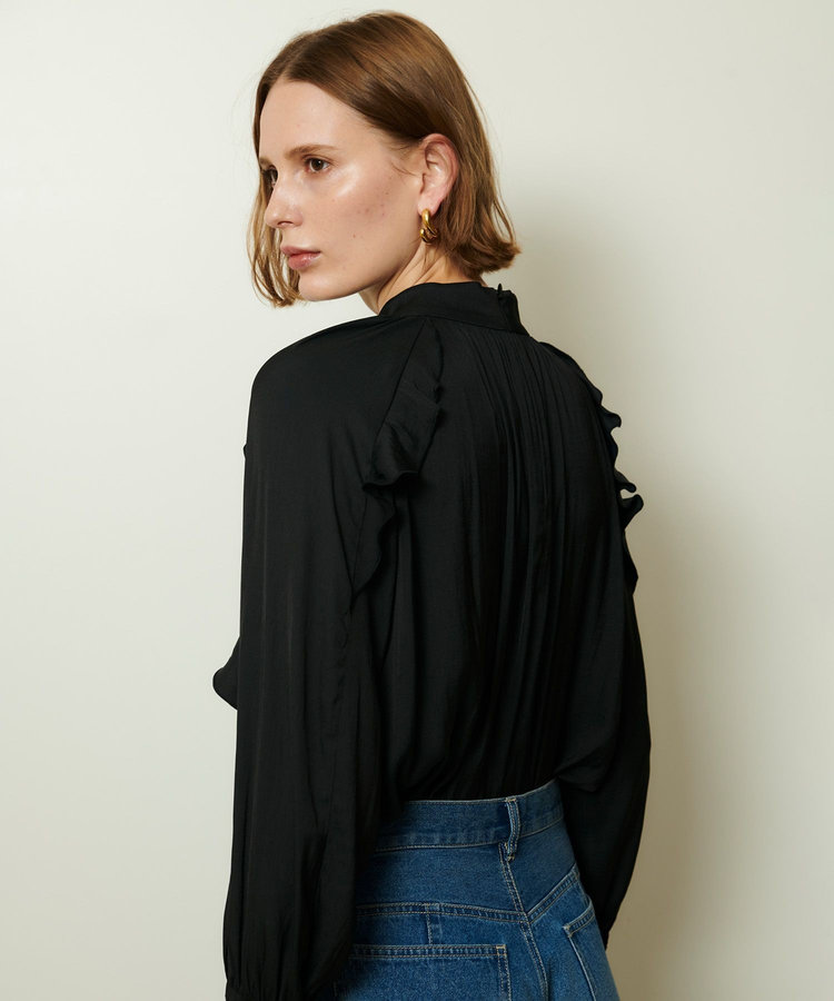 allureville フリルスリーブブラウス ブラック (95)