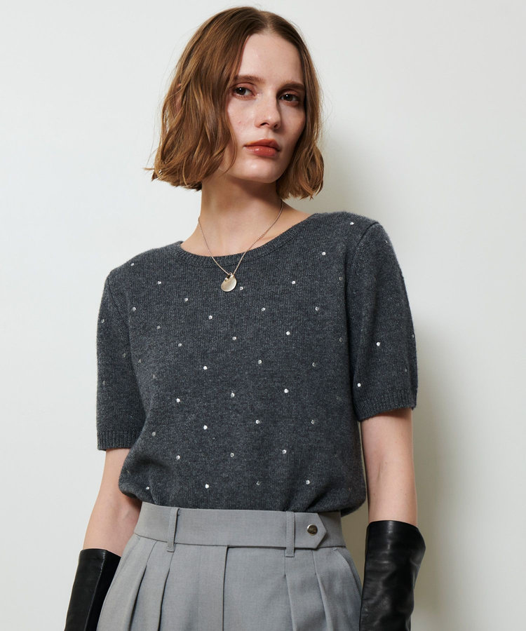 allureville エンブロイダリードットプルオーバー グレー (92)