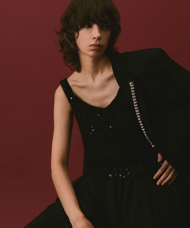 allureville スパンコールモヘヤキャミ ブラック (95)