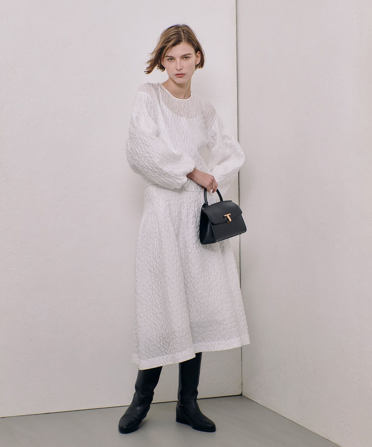 allureville フクレジャガードタックスカート ホワイト (01)