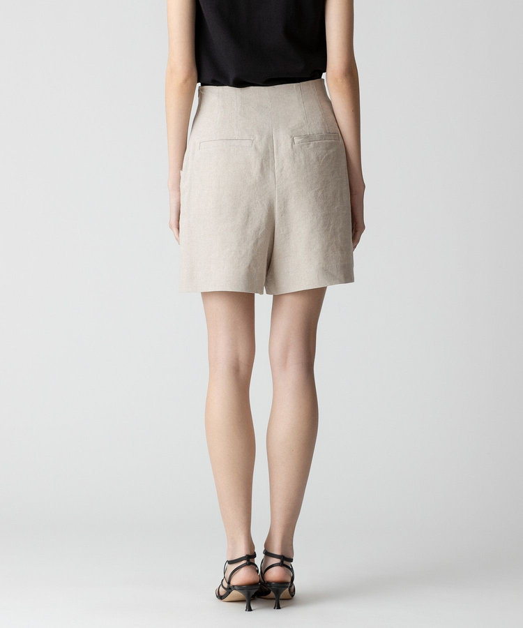 allureville リネン/ポリエステルハイライズショートパンツ ベージュ (11)