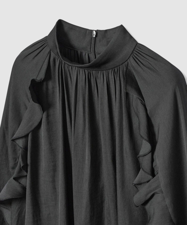 allureville フリルスリーブブラウス ブラック (95)