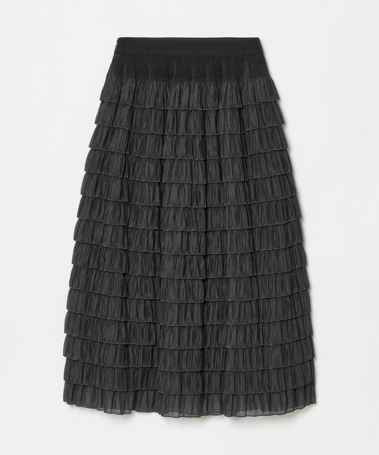 LOULOU WILLOUGHBY 【LOULOU WILLOUGHBY】プリーツティアードスカート ブラック (95)