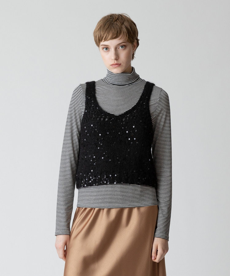 allureville スパンコールモヘヤキャミ ブラック (95)