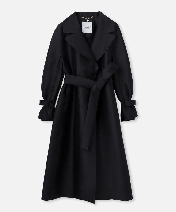 LOULOU WILLOUGHBY 【LOULOU WILLOUGHBY】シルキーダブルクロスドレスコート ブラック (95)