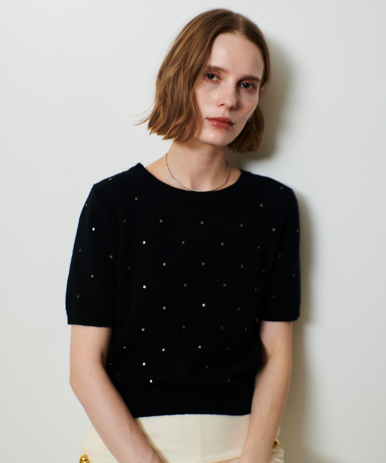 allureville エンブロイダリードットプルオーバー ブラック (95)