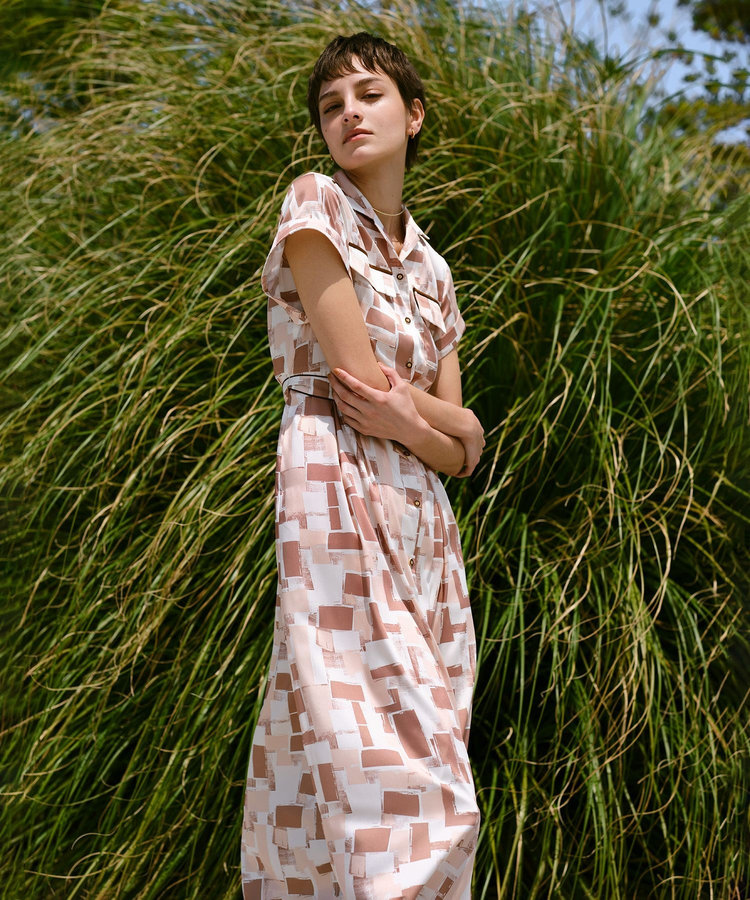 allureville ジオメトリックSAFARIドレス ベージュ (11)