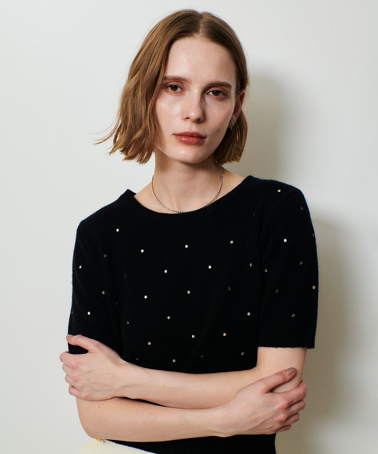 allureville エンブロイダリードットプルオーバー ブラック (95)