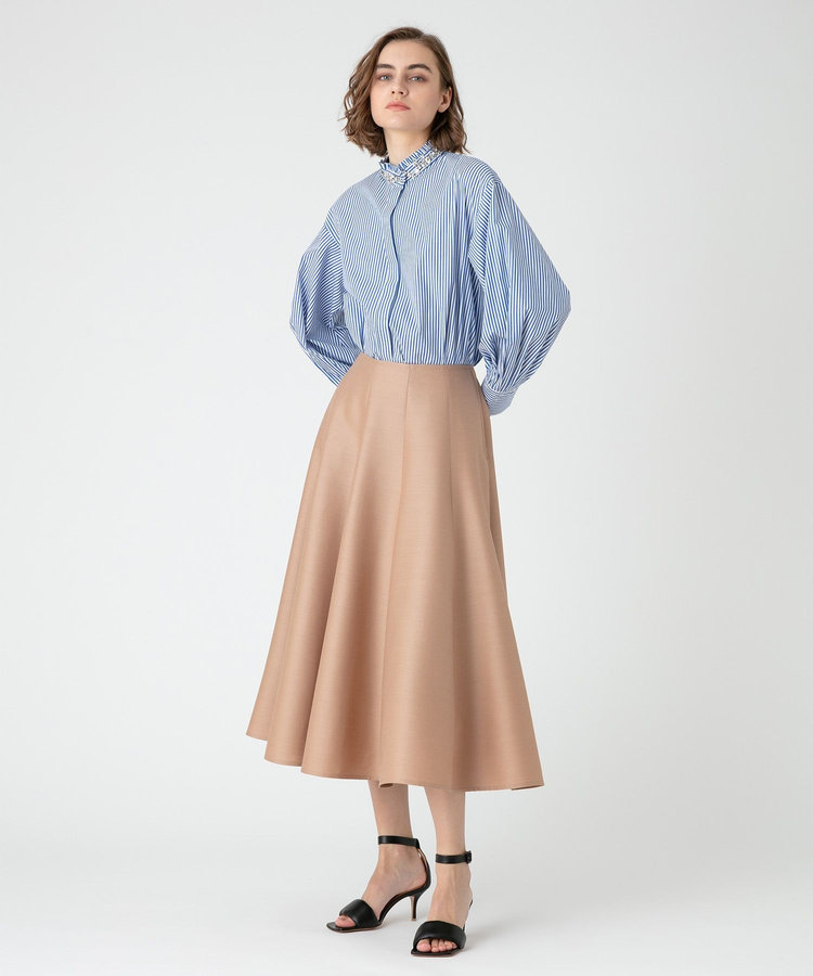 LOULOU WILLOUGHBY 【LOULOU WILLOUGHBY】シルクウールマーメイドフレアスカート ベージュ (11)