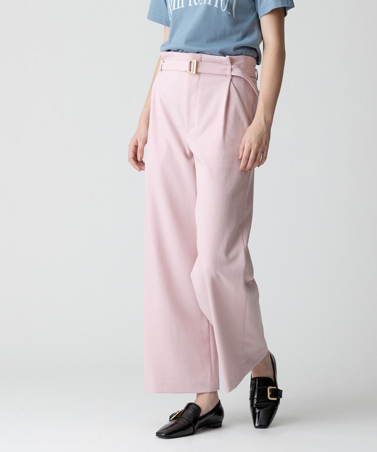 allureville ウールライクフランネルヨークレスパンツ ピンク (41)