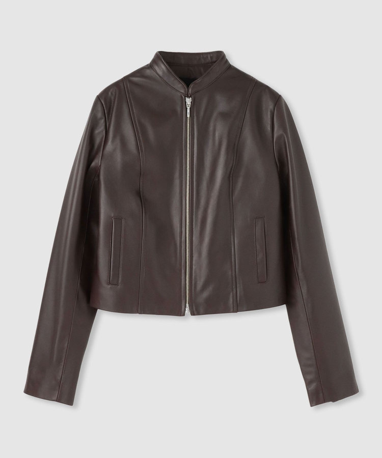 スタンドカラーレザーライダースジャケット|allureville