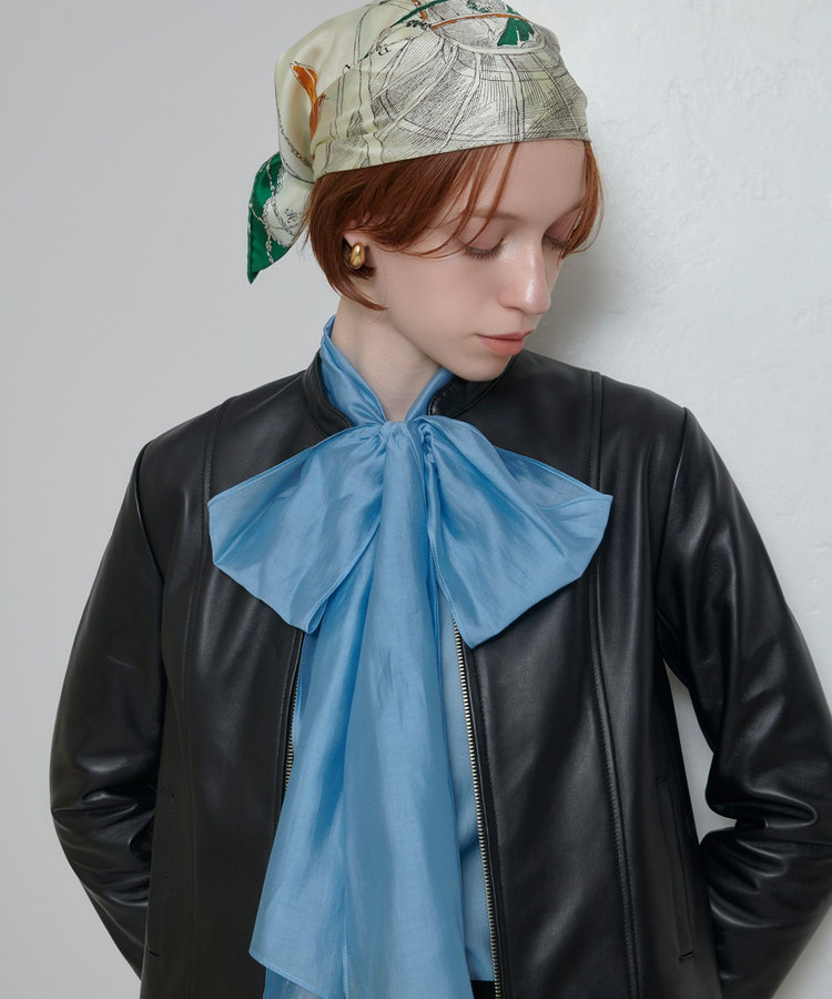 allureville スタンドカラーレザーライダースジャケット ブラック (95)