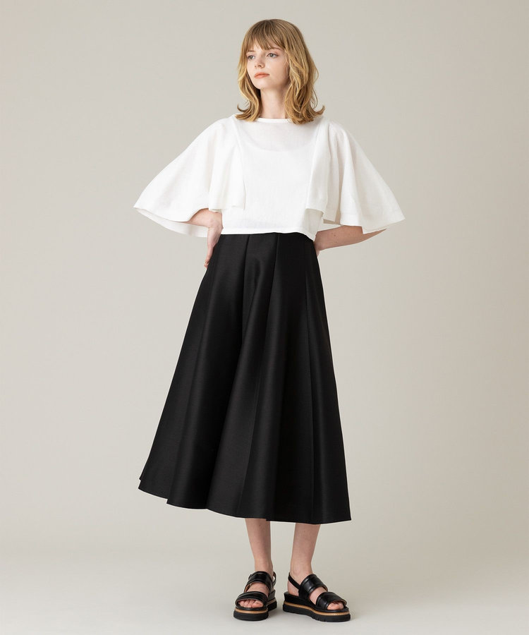 LOULOU WILLOUGHBY 【LOULOU WILLOUGHBY】シルクウールマーメイドフレアスカート ブラック (95)