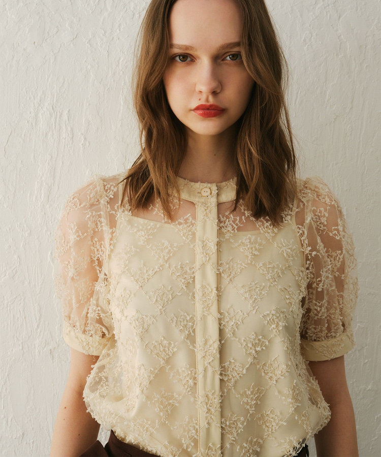 LOULOU WILLOUGHBY 【LOULOU WILLOUGHBY】パピヨンフラワーチュールブラウス ベージュ系 (19)