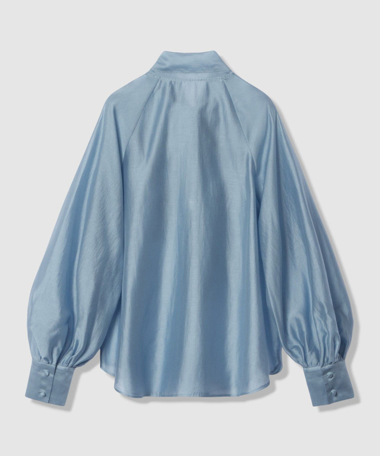 allureville シルキーセルロースボウブラウス サックス (63)