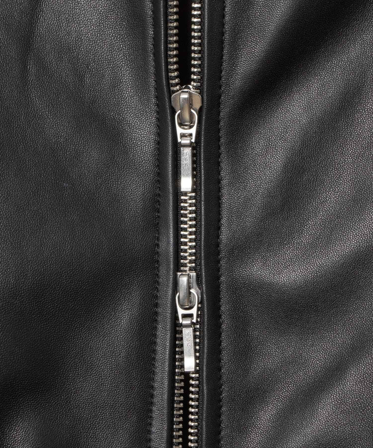 allureville スタンドカラーレザーライダースジャケット ブラック (95)