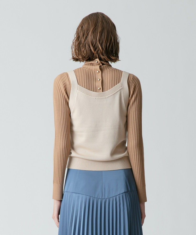 allureville 釦ディティール2WAY ネックリブプルオーバー ベージュ (11)