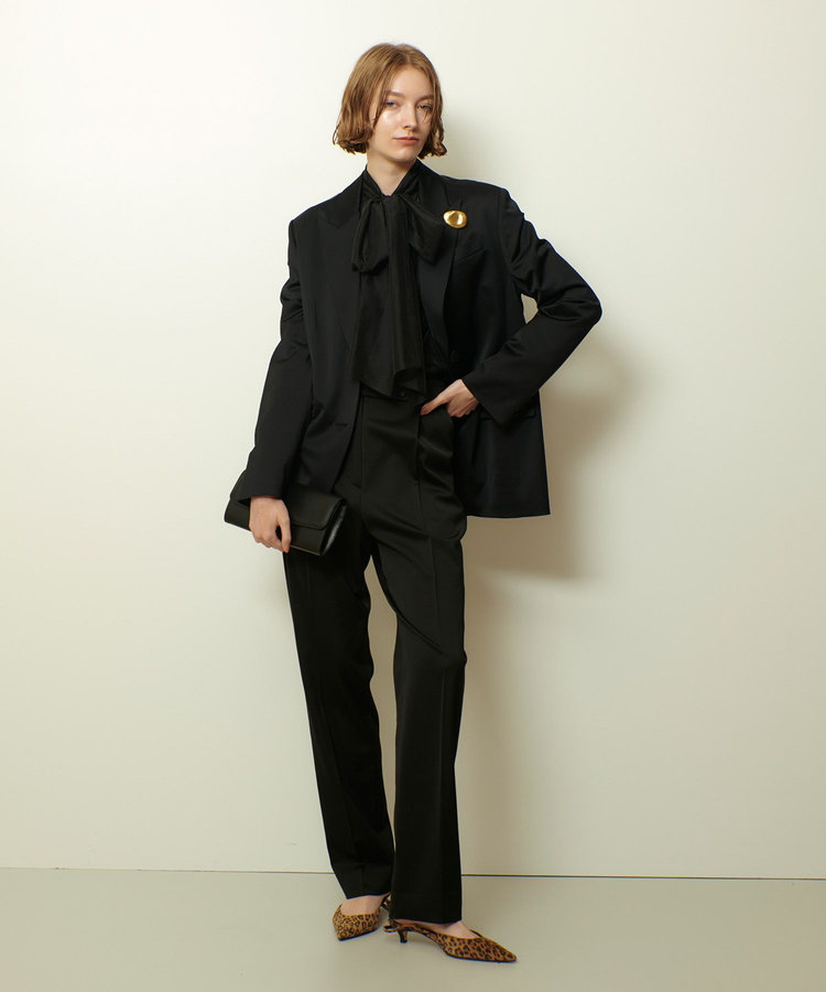 allureville シルキーセルロースボウブラウス ブラック (95)