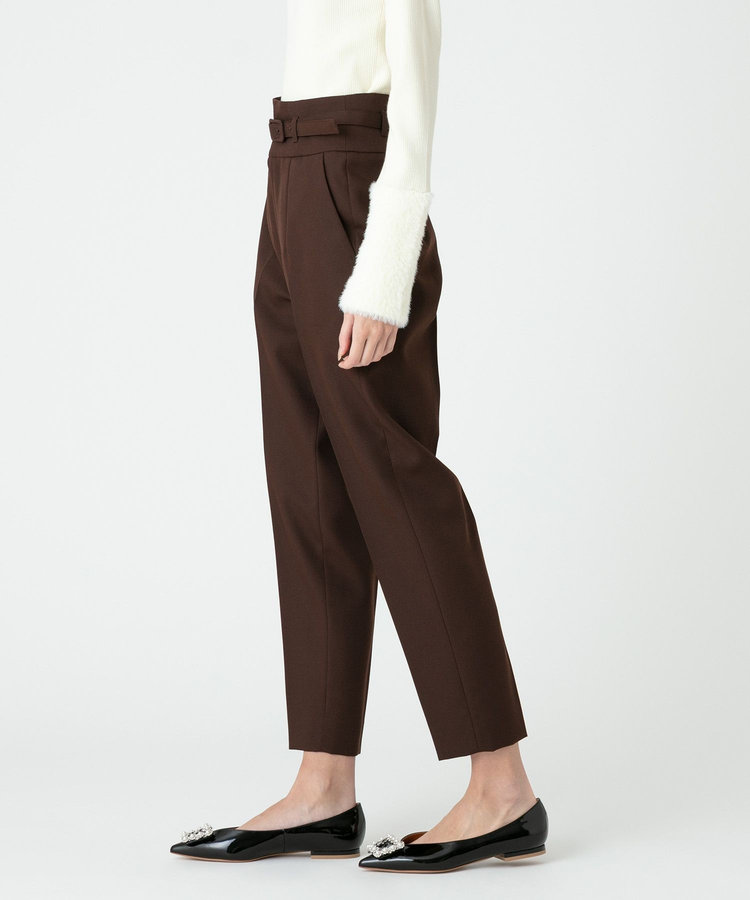 LOULOU WILLOUGHBY 【LOULOU WILLOUGHBY】T/Wギャバテーパードパンツ ブラウン (81)