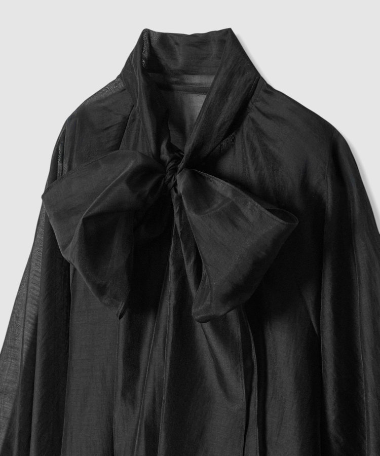 allureville シルキーセルロースボウブラウス ブラック (95)