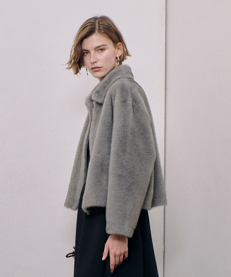 allureville フェイクミンクファーブルゾン グレー (92)