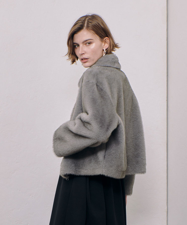 allureville フェイクミンクファーブルゾン グレー (92)