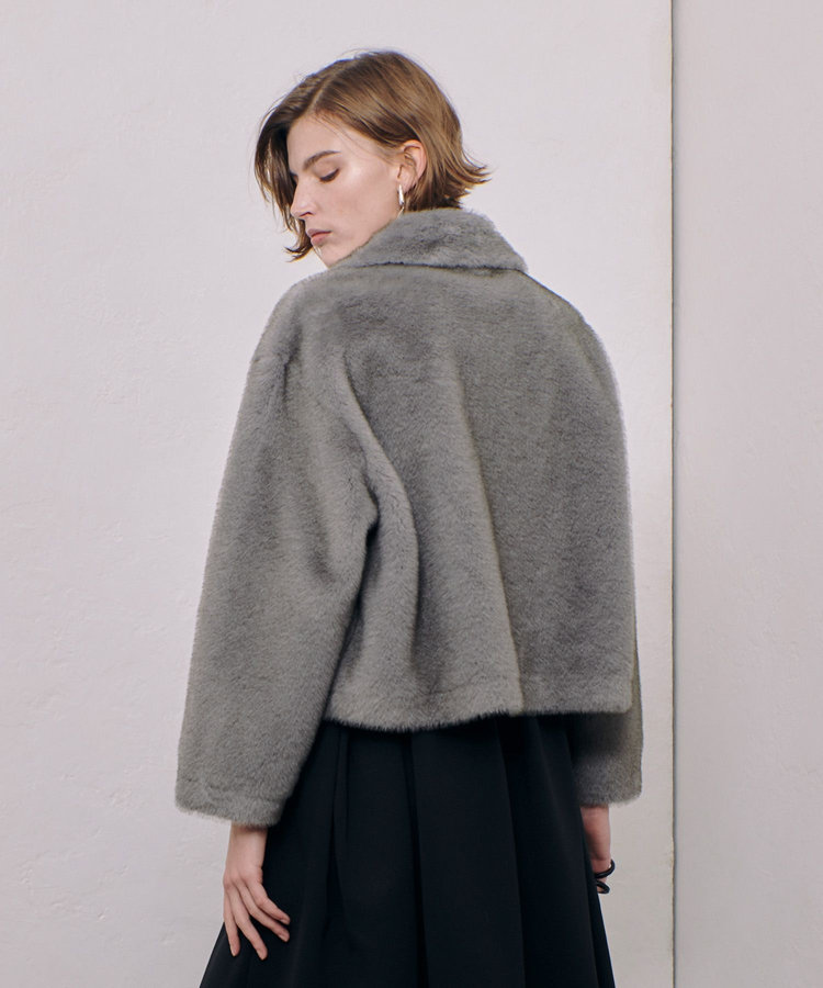 allureville フェイクミンクファーブルゾン グレー (92)