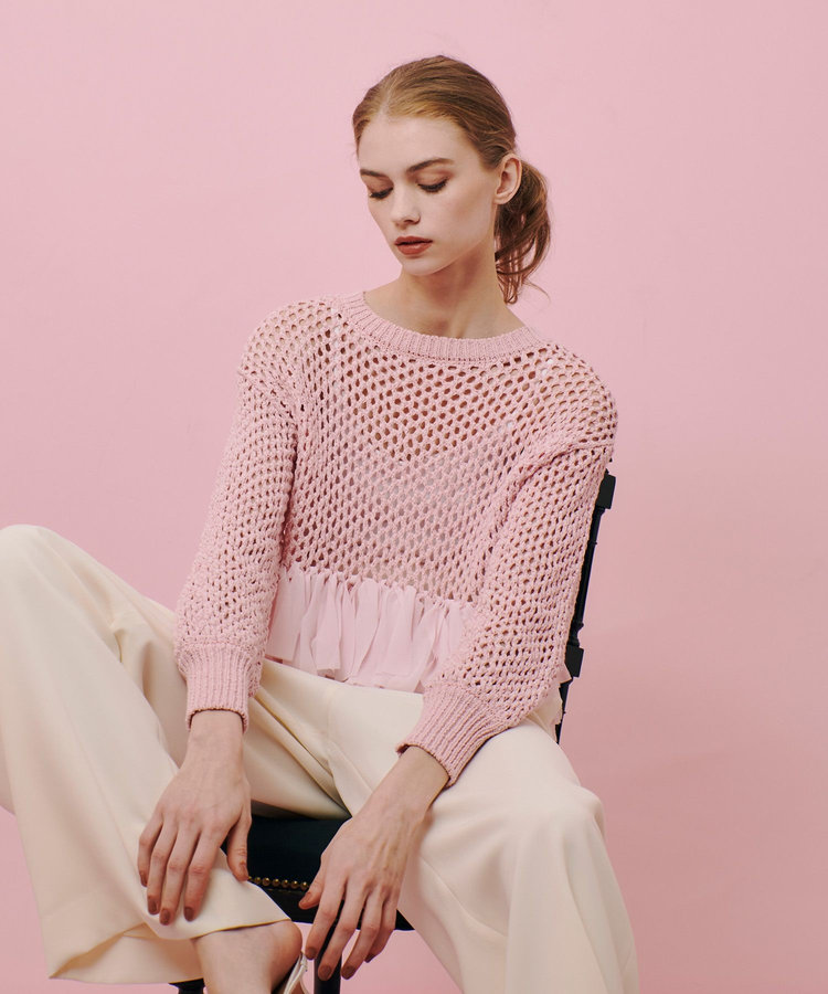 うのにもお得な情報満載！ LOULOU WILLOUGHBY】シフォンパピエメッシュプルオーバー トップス