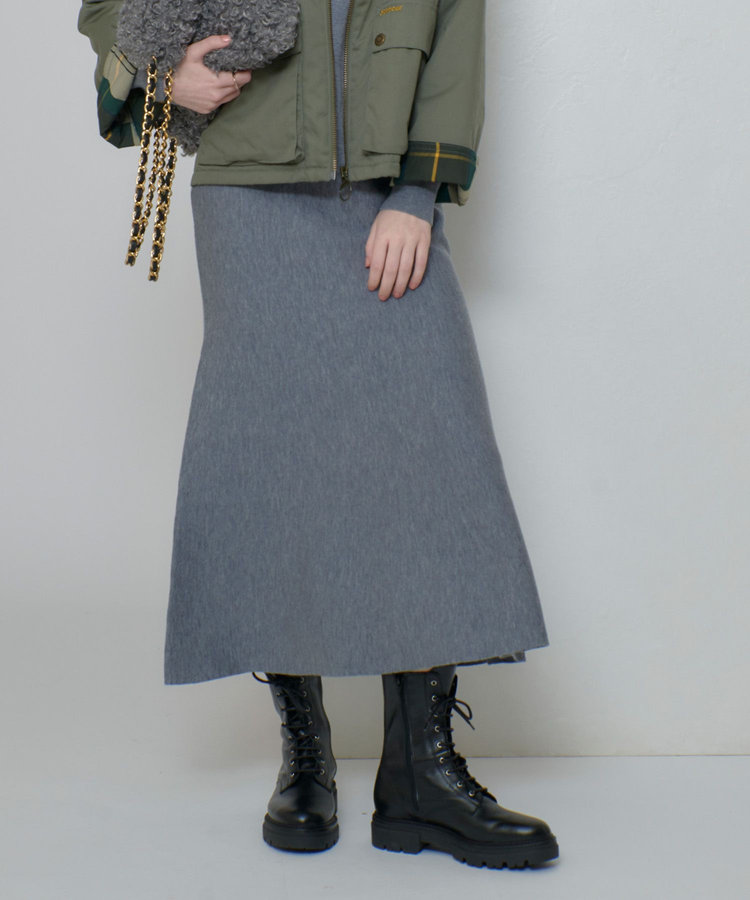 allureville ウール混Ｗフェイスナローマーメイドスカート グレー (92)