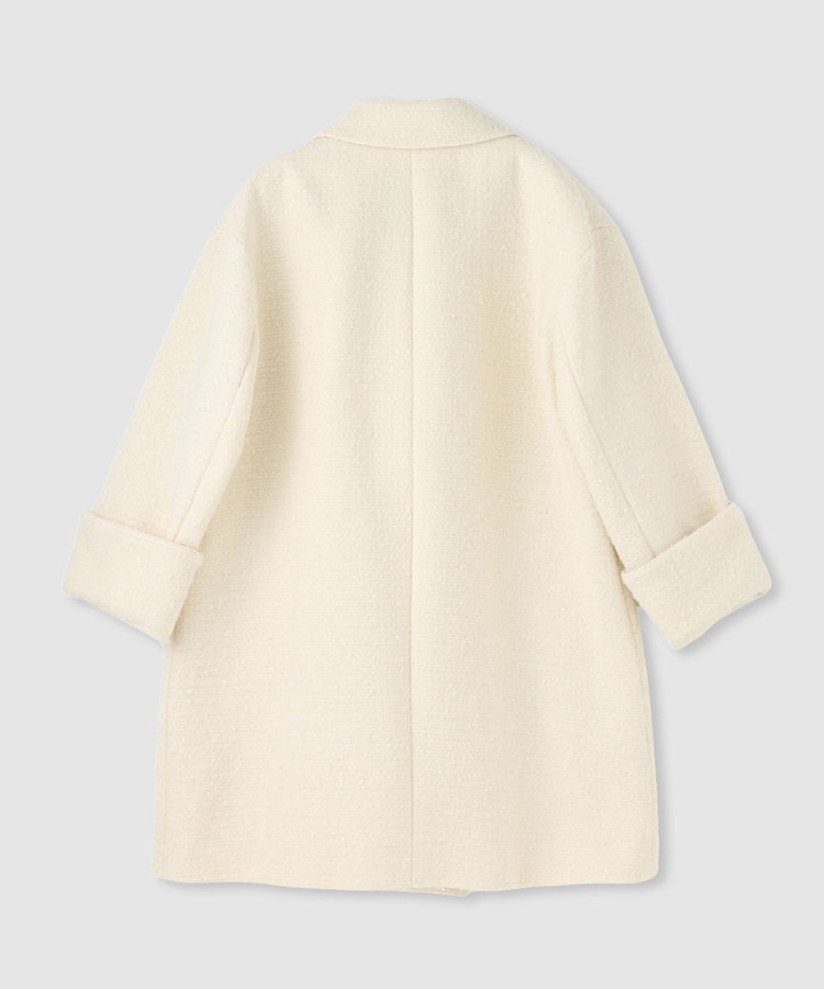 LOULOU WILLOUGHBY 【LOULOU WILLOUGHBY】ツイードダブルミドルコート オフホワイト (02)