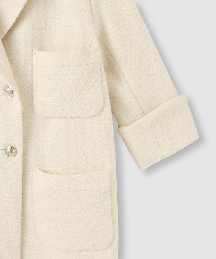 LOULOU WILLOUGHBY 【LOULOU WILLOUGHBY】ツイードダブルミドルコート オフホワイト (02)