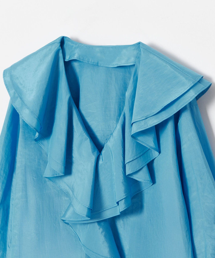 allureville 別注スパンコットンラッフルブラウス ブルー (61)