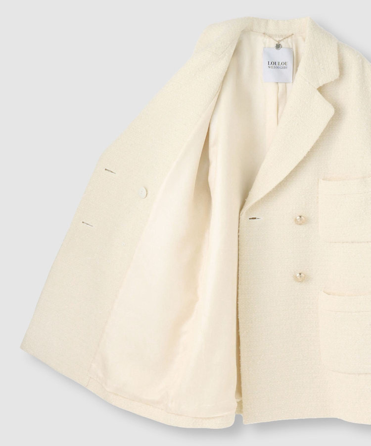LOULOU WILLOUGHBY 【LOULOU WILLOUGHBY】ツイードダブルミドルコート オフホワイト (02)