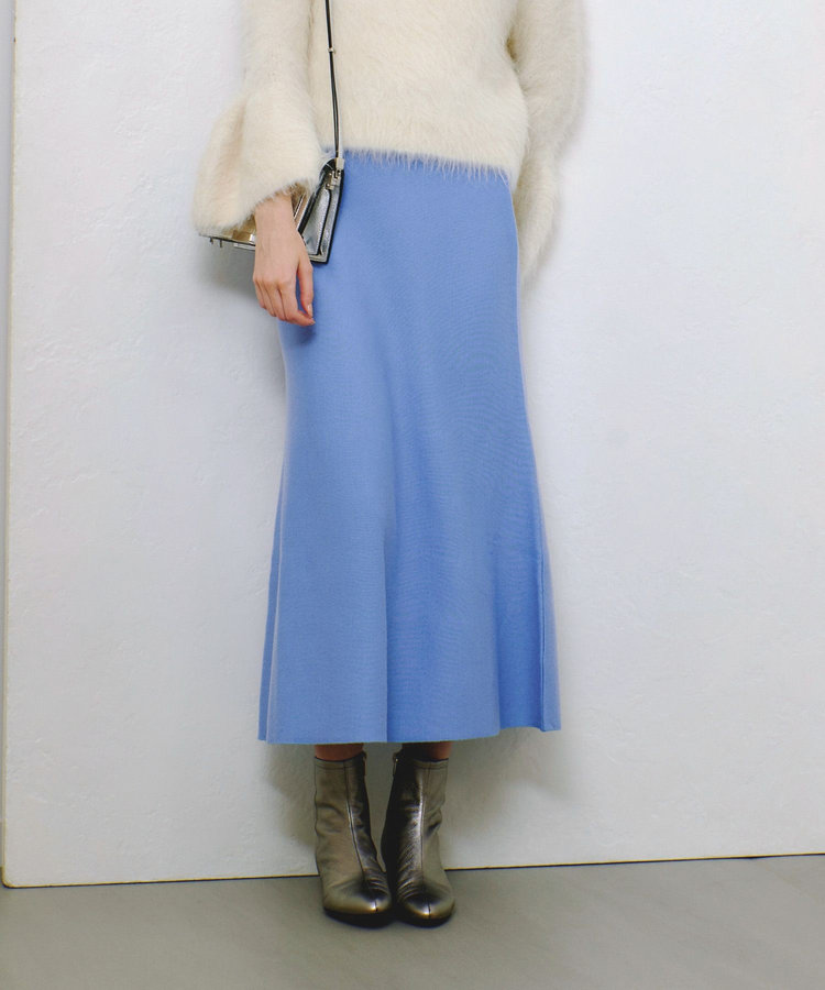 allureville 【セットアップ対応可能】ウール混Wフェイスナローマーメイドスカート サックス (63)