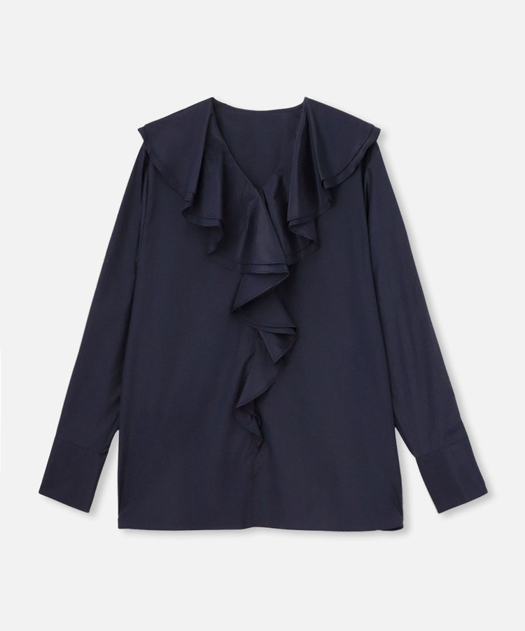 allureville 別注スパンコットンラッフルブラウス ネイビー (65)