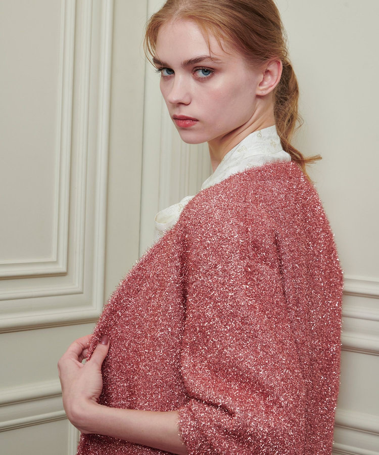 LOULOU WILLOUGHBY 【LOULOU WILLOUGHBY】フィルムラメミドルカーディガン ピンク (41)