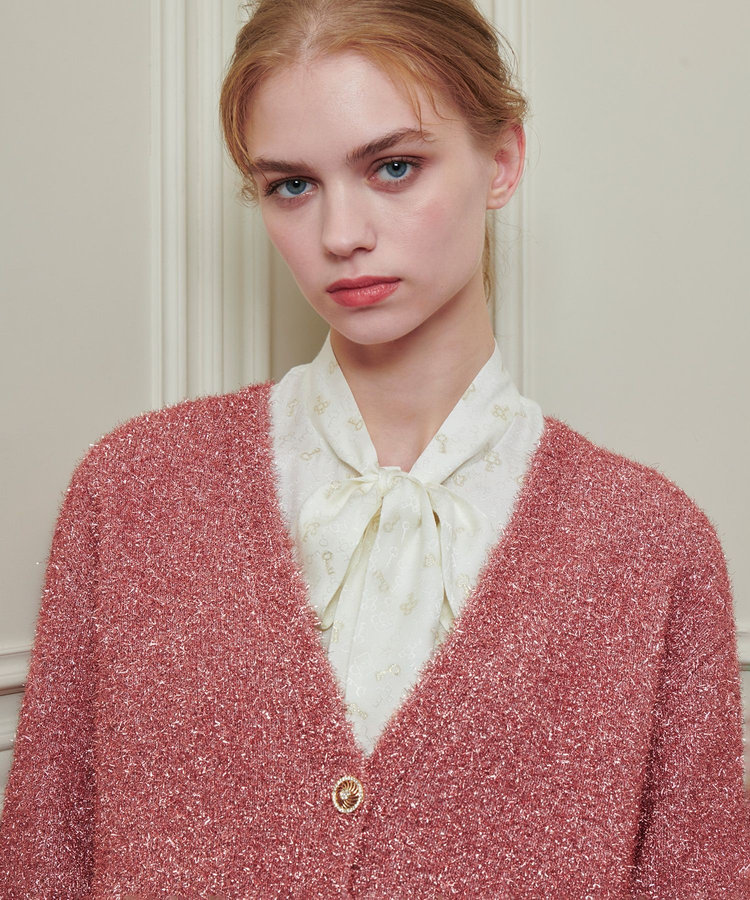 LOULOU WILLOUGHBY 【LOULOU WILLOUGHBY】フィルムラメミドルカーディガン ピンク (41)