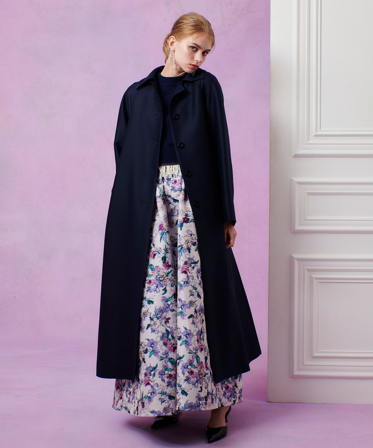 LOULOU WILLOUGHBY 【LOULOU WILLOUGHBY】シルクウールツイルロングコート ネイビー (65)