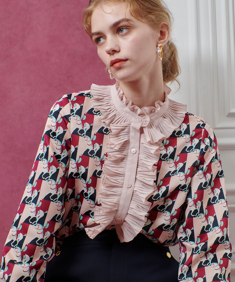 LOULOU WILLOUGHBY】ホースジオメトリックプリントブラウス