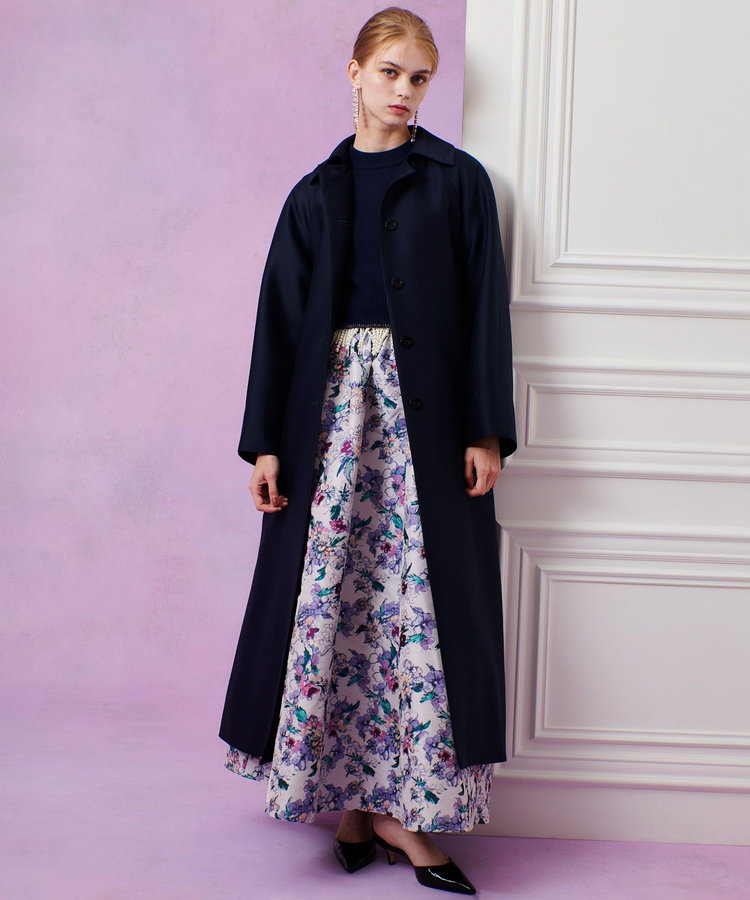 LOULOU WILLOUGHBY 【LOULOU WILLOUGHBY】シルクウールツイルロングコート ネイビー (65)