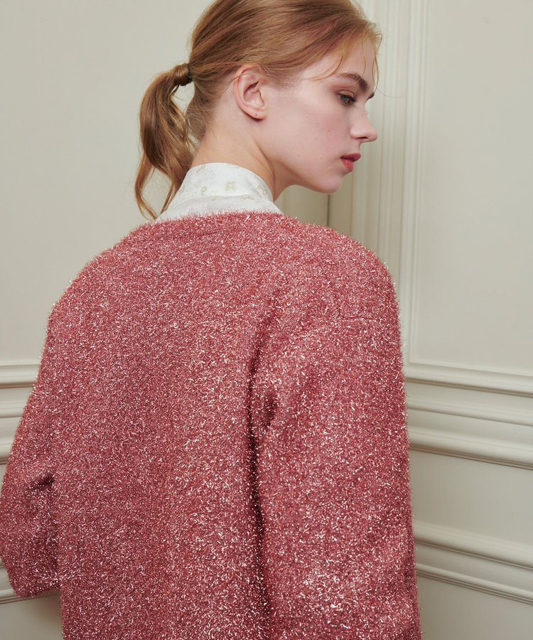 LOULOU WILLOUGHBY 【LOULOU WILLOUGHBY】フィルムラメミドルカーディガン ピンク (41)