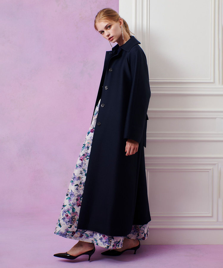 LOULOU WILLOUGHBY 【LOULOU WILLOUGHBY】シルクウールツイルロングコート ネイビー (65)