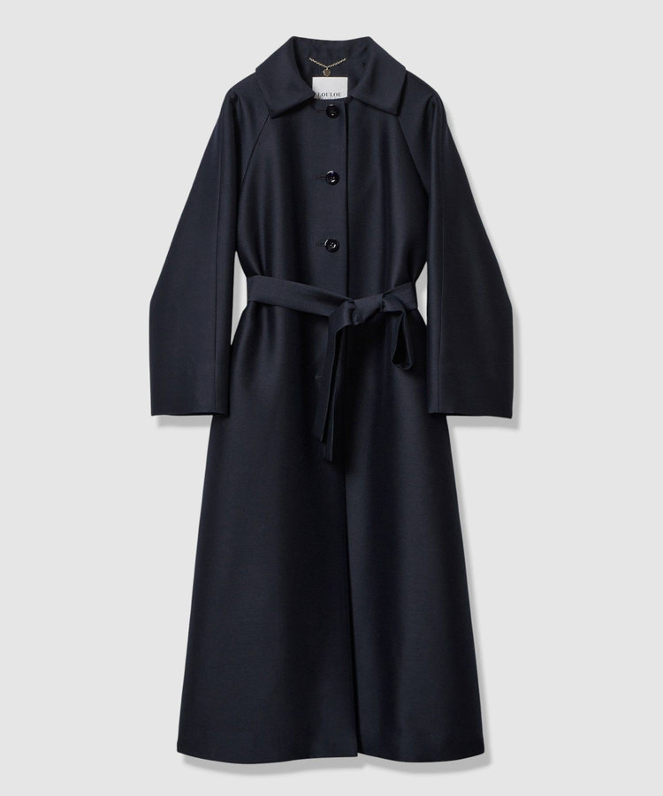 LOULOU WILLOUGHBY 【LOULOU WILLOUGHBY】シルクウールツイルロングコート ネイビー (65)