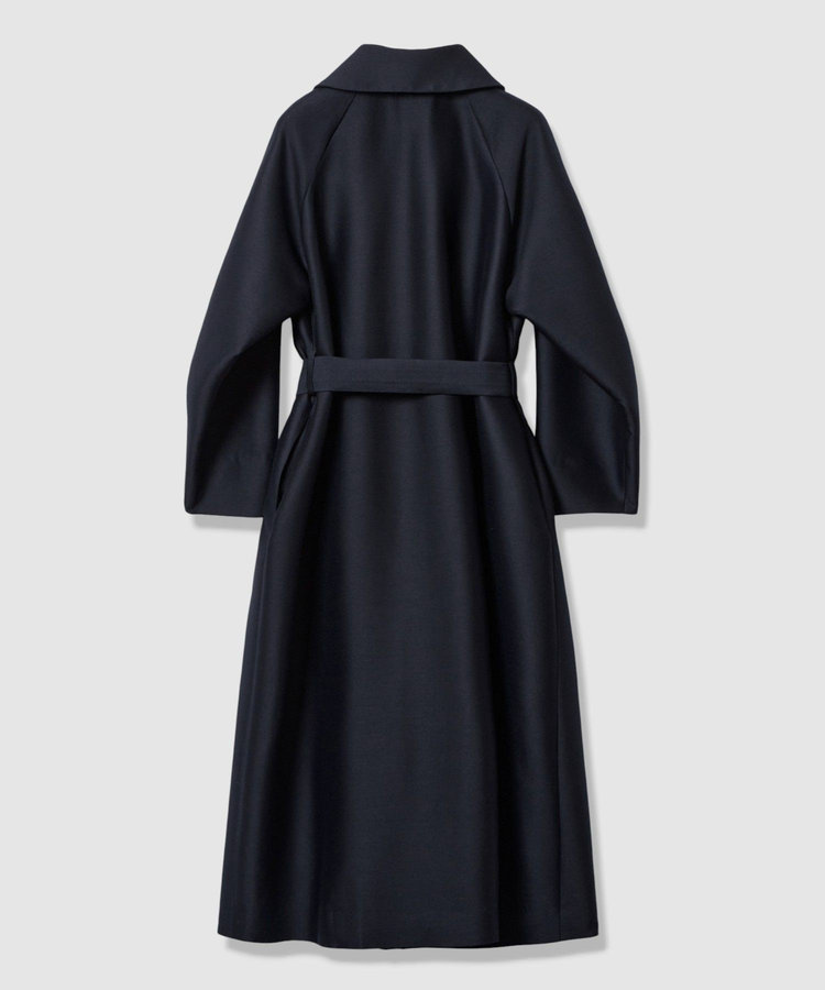 LOULOU WILLOUGHBY 【LOULOU WILLOUGHBY】シルクウールツイルロングコート ネイビー (65)