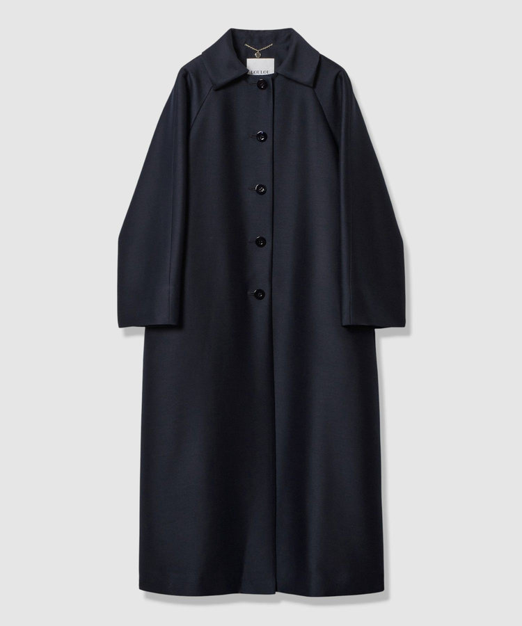 LOULOU WILLOUGHBY 【LOULOU WILLOUGHBY】シルクウールツイルロングコート ネイビー (65)