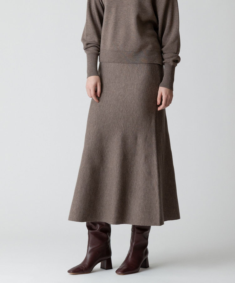 allureville 【セットアップ対応可能】ウール混Wフェイスナローマーメイドスカート モカ (85)