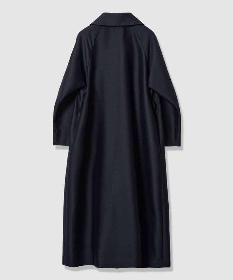 LOULOU WILLOUGHBY 【LOULOU WILLOUGHBY】シルクウールツイルロングコート ネイビー (65)