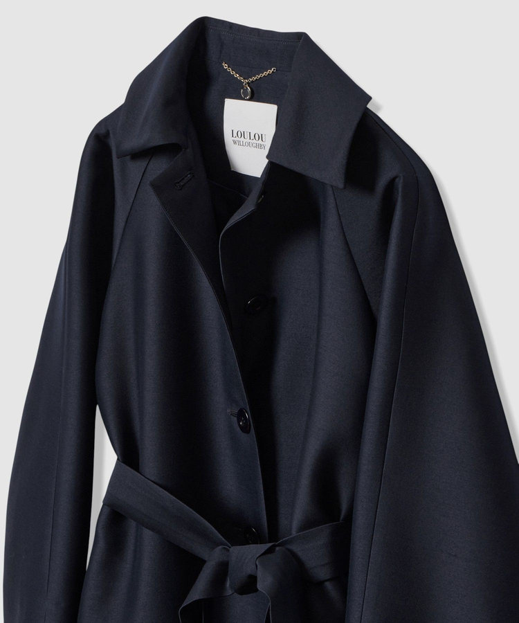 LOULOU WILLOUGHBY 【LOULOU WILLOUGHBY】シルクウールツイルロングコート ネイビー (65)